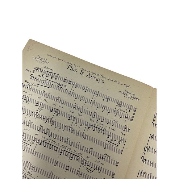 This is Always Sheet Music 1946 Three Little Girls In Blue Gordon Warren - Picture 3 of 5